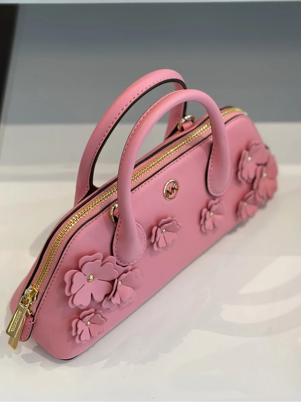 Michael Kors Pink Floral Applique Satchel